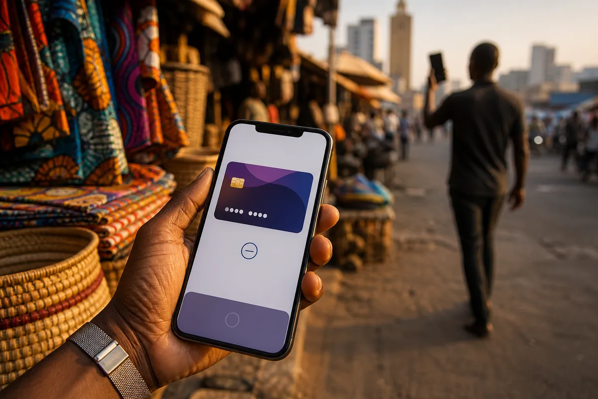 Interface mobile affichant une carte de paiement dématérialisée et son cryptogramme masqué